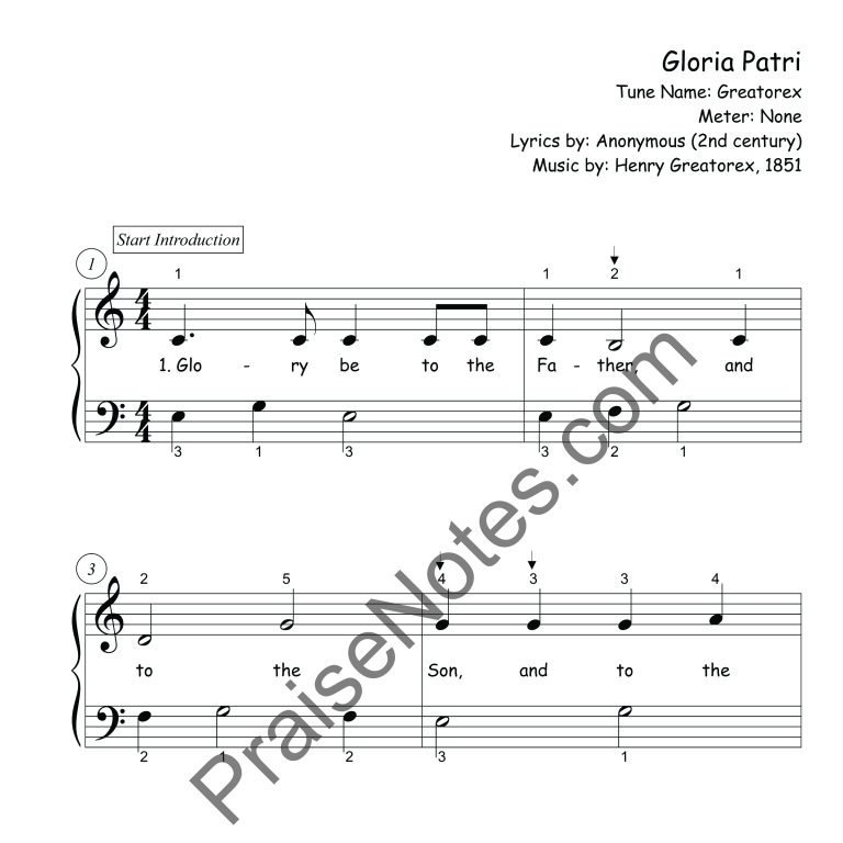 Gloria Patri (Praise God From Whom All Blessings Flow) - Beginner ...