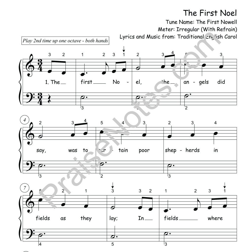 The First Noel - Beginner, Christmas - PraiseNotes